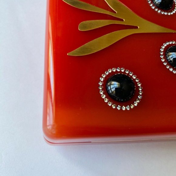 RARE Thalé Blanc Women's Red with Black Pearls Morning Dew Luxe Clutch ($2500) - Picture 10 of 12